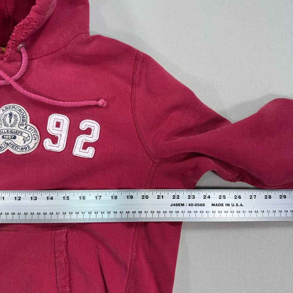 90s Abercrombie & Fitch Hoodie Men's Large Red AF 92 Streetwear Vintage Thrashed - Picture 7 of 10